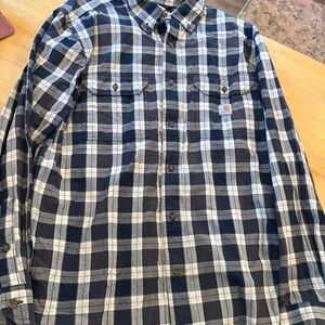 Carhartt Men's Navy and White Plaid Shirt